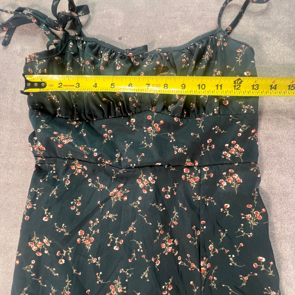 Shein Frenchy Womens Midi Dress M Green Teal Floral Sweetheart Slit Cottagecore - Picture 4 of 7